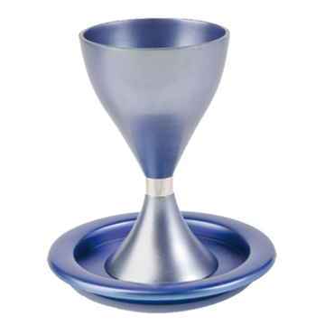 Picture of גביע קידוש מודרני - צלחת - כחול - CM-6 | יאיר עמנואל