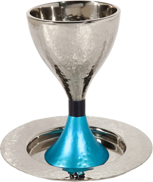 Picture of גביע קידוש מודרנית - עבודת פטיש - כחול + טורקיז - CUS-3 | יאיר עמנואל